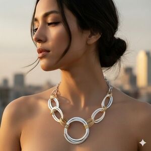 Elegant Silver and Gold Necklace